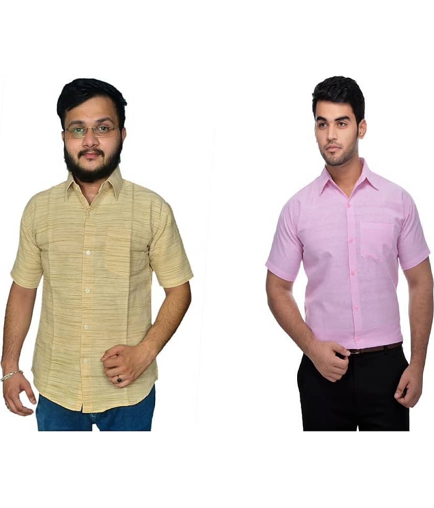 DESHBANDHU DBK 100% Cotton Regular Fit Half Sleeves Men's Formal Shirt - Multicolor ( Pack of 2 )