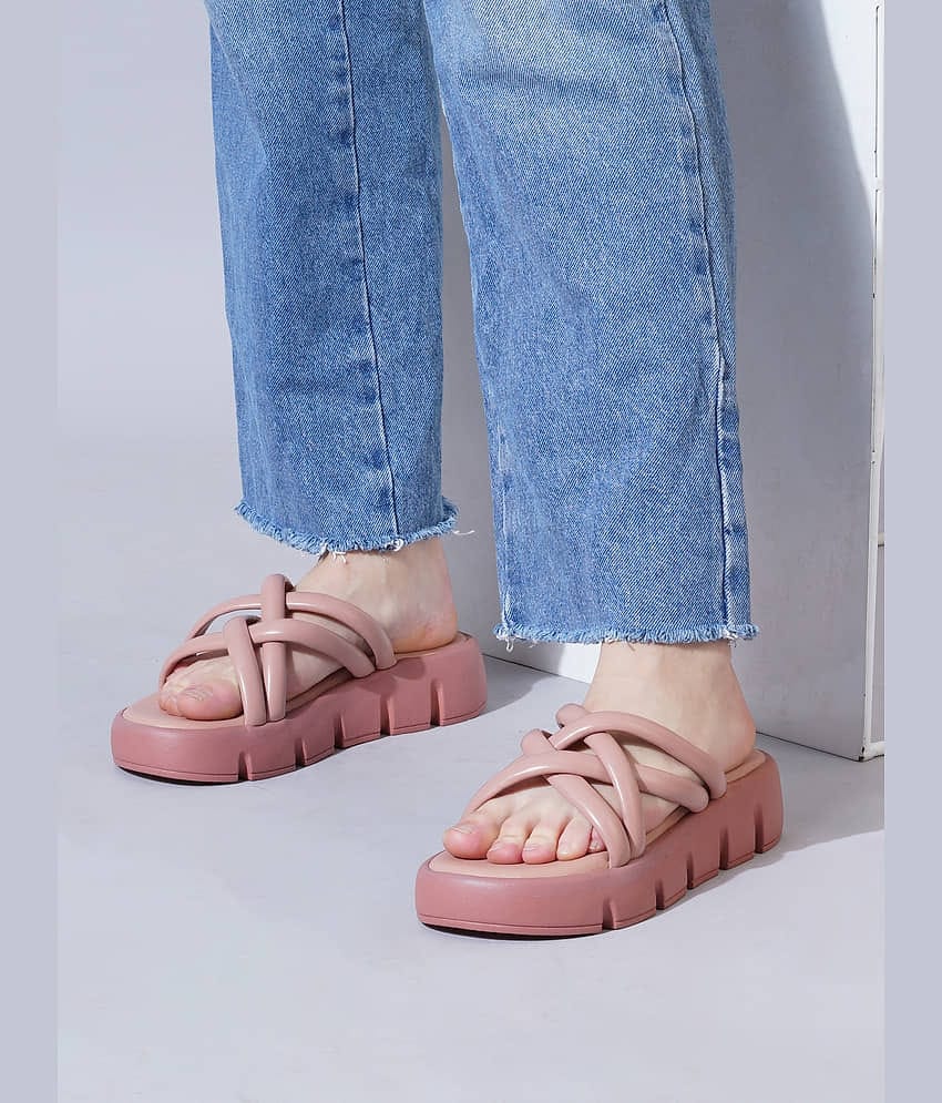 PLANET WALK Peach Women's Slip On Heels