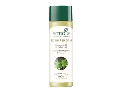Biotique Bio Bhringraj Therapeutic Hair Oil for Falling Hair | Intensive Hair Regrowth Treatment | Nourishing Hair Follicles| Strong and Shiny Hair| For All Skin Types| 120m Biotique Bio Bhringraj Therapeutic Hair Oil for Falling Hair | Intensive Hair Re