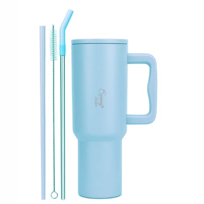 Spring by LA FORTE 1200ml Insulated Tumbler with Handle, Lid & Straws Spring by LA FORTE 1200ml Insulated Tumbler with Handle, Lid & Straws - Blue