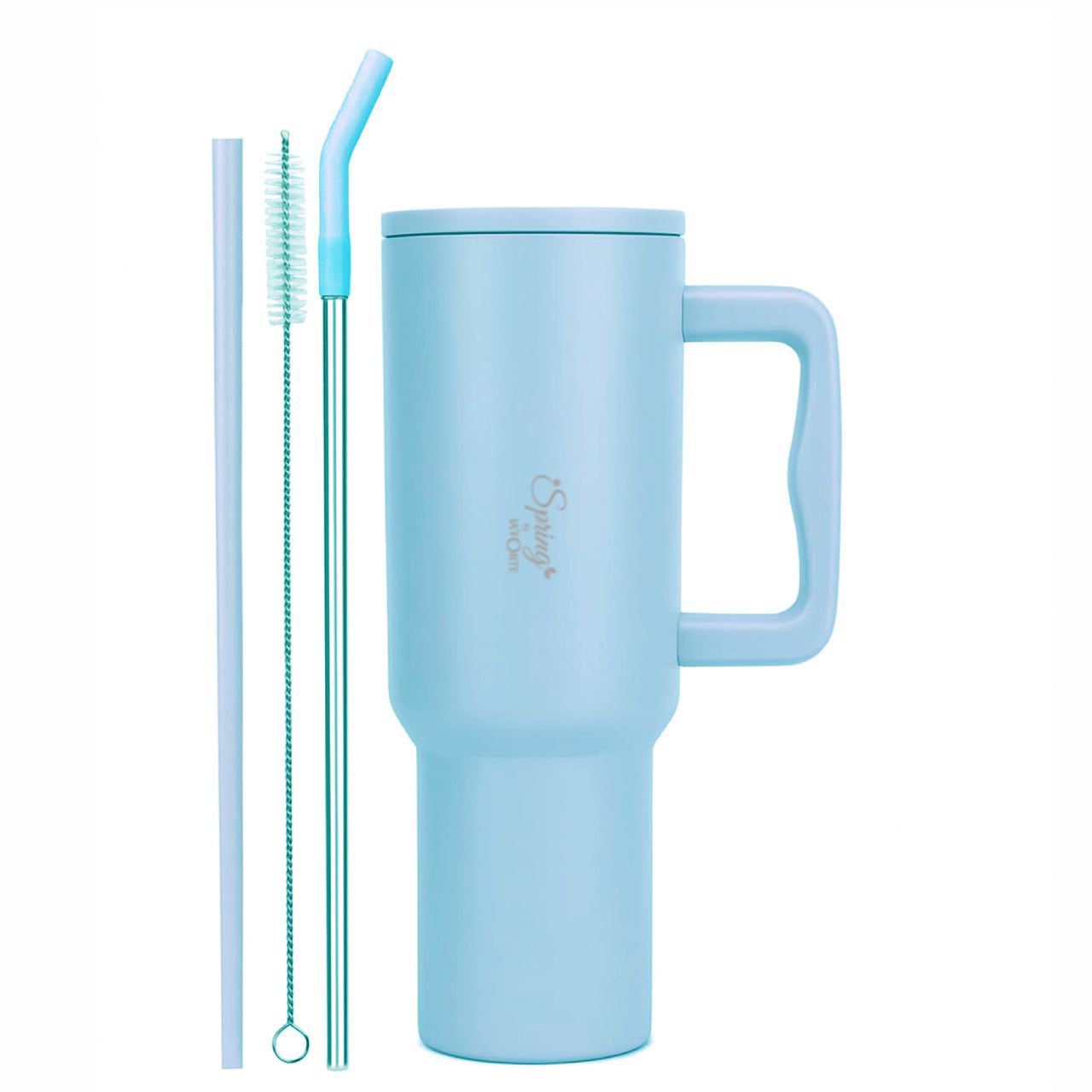 Spring by LA FORTE 1200ml Insulated Tumbler with Handle, Lid & Straws Spring by LA FORTE 1200ml Insulated Tumbler with Handle, Lid & Straws - Blue