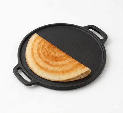 FOXTAIL Cast Iron Tawa for Dosa/Chapathi | 30 cm/11.8 inch, 2.5 kg | Induction Friendly | Naturally Nonstick, Pre-Seasoned Tawa, No Chemical Coating