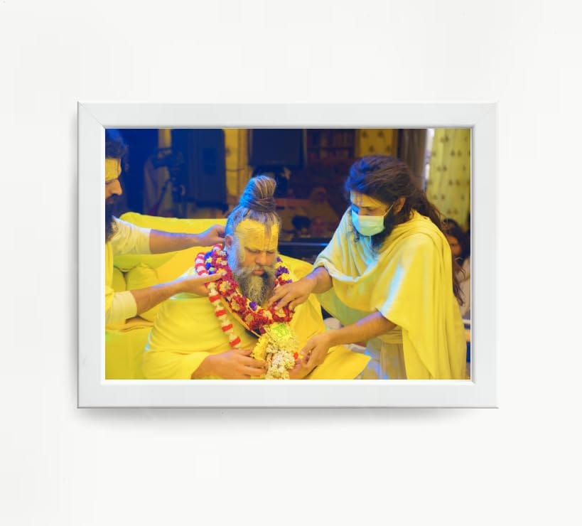NOKKES Premanand Ji Maharaj White Religious Photo frame 5X7 Inch Photo Frame_WEW43