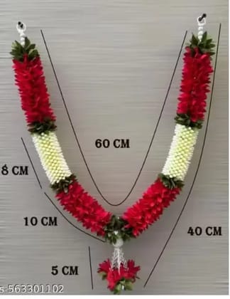 Shri Mataji Artificial Mala for God Photo Frame Home Decoration Multipurpose (Red and White)