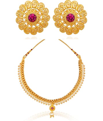 LUV FASHION White Brass Necklace Set ( Pack of 1 )