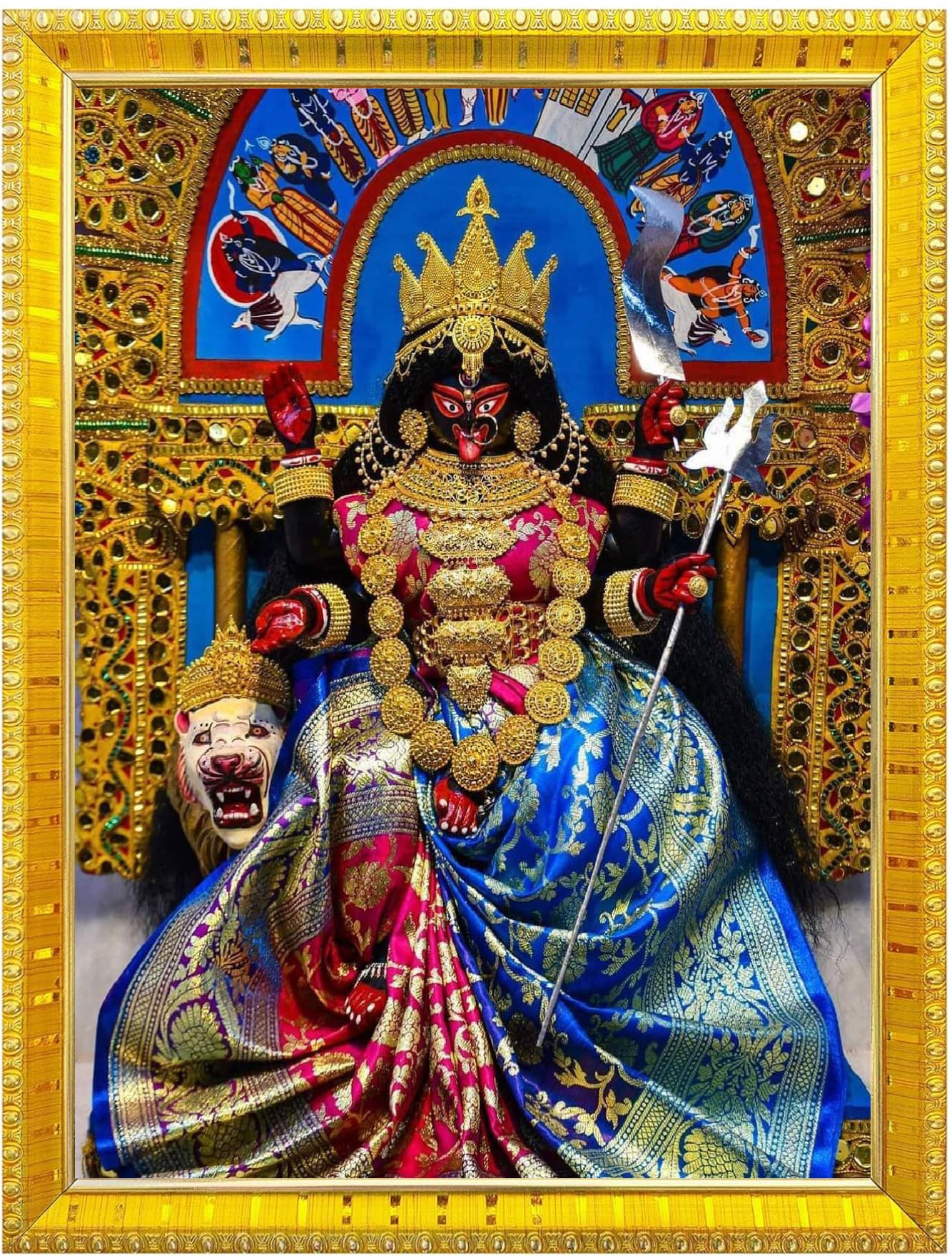NOKKES Kali Devi Maa Mata Photo Frames Religious Photo frame 5X7 Inch Photo Frame_WE6