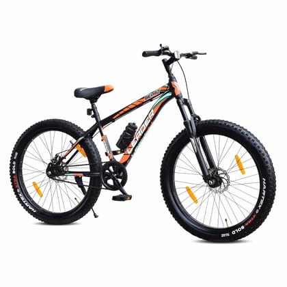 Leader Beast 26X300 Fat Bike/Cycle With Front Suspension& Dual Disc Brake_Single Speed 26 T Fat Tyre Cycle (Single Speed, Black)