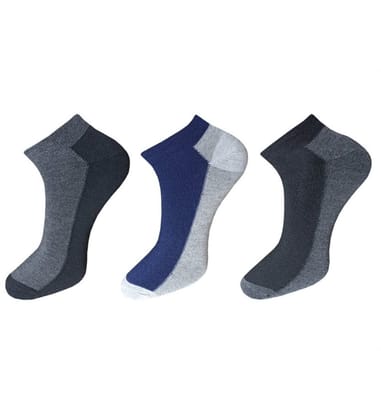 3-Pair Set Unisex Casual Cotton Solid Ankle Length Socks (Multicolor)
