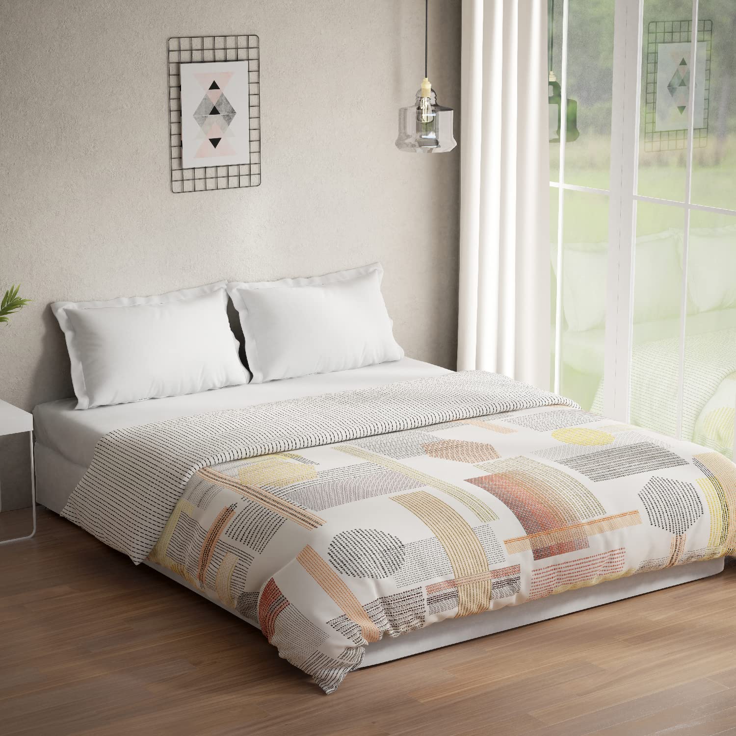 DDECOR - Optima Collection 100% Cotton Geometric Pattern 136TC King Quilt |229 CM X 274 CM| - Multi