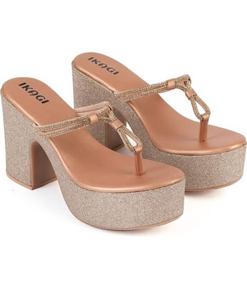 IKAGI Rose Gold Women's Slip On Heels
