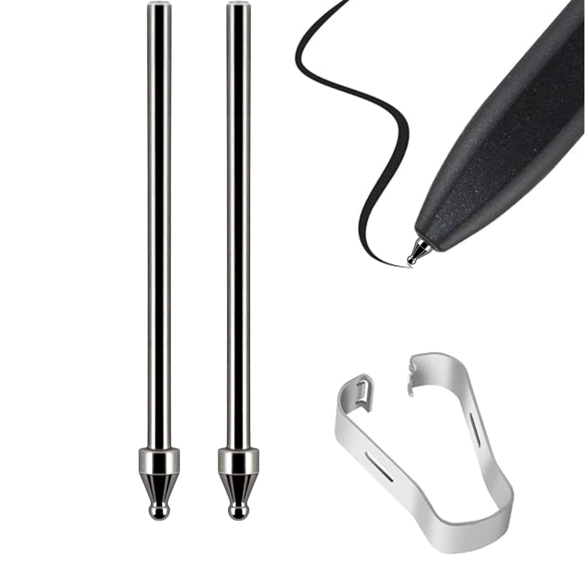 RUMBALTON 2pc Metal Nibs Fine Point Precision Pen Tips for Samsung S Pen – Compatible with Galaxy Tab S7, S8, S9 Tab & Other Stylus Models, Durable Nibs for Spen Metallic