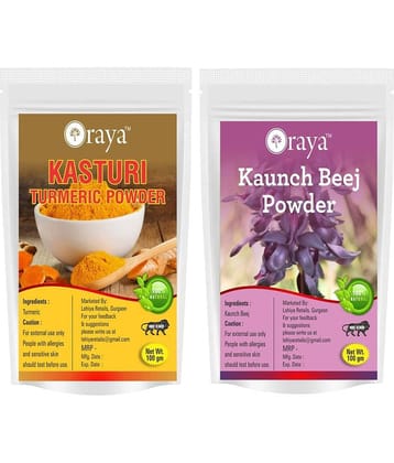 ORAYA 100% Pure Kasturi Turmeric Haldi And Kaunch Beej Powder Face Pack 200 gm Pack of 2