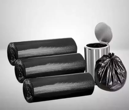 Black Garbage Bags for Dustbin - Small Size 17 x 19 Inches - 90 Bags (30 Bags/Roll, Pack of 3) - Strong & Durable Trash Bags for Home, Kitchen, Office Use (Black) Small Trash Small garbage bags