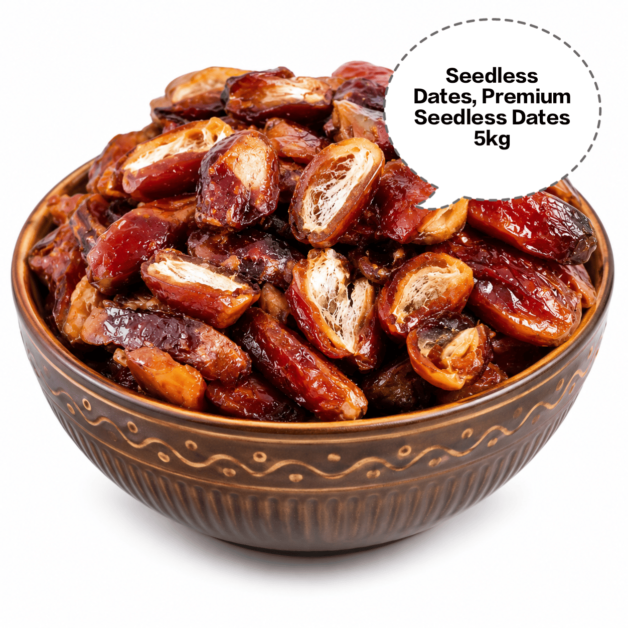 Seedless Dates, Premium Seedless Dates, Pitted Dates, Natural Seedless Khajoor, Soft Seedless Dates 5kg