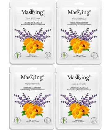 Masking Lavender & Calendula Bamboo Face Sheet Mask 80 ml Pack of 4