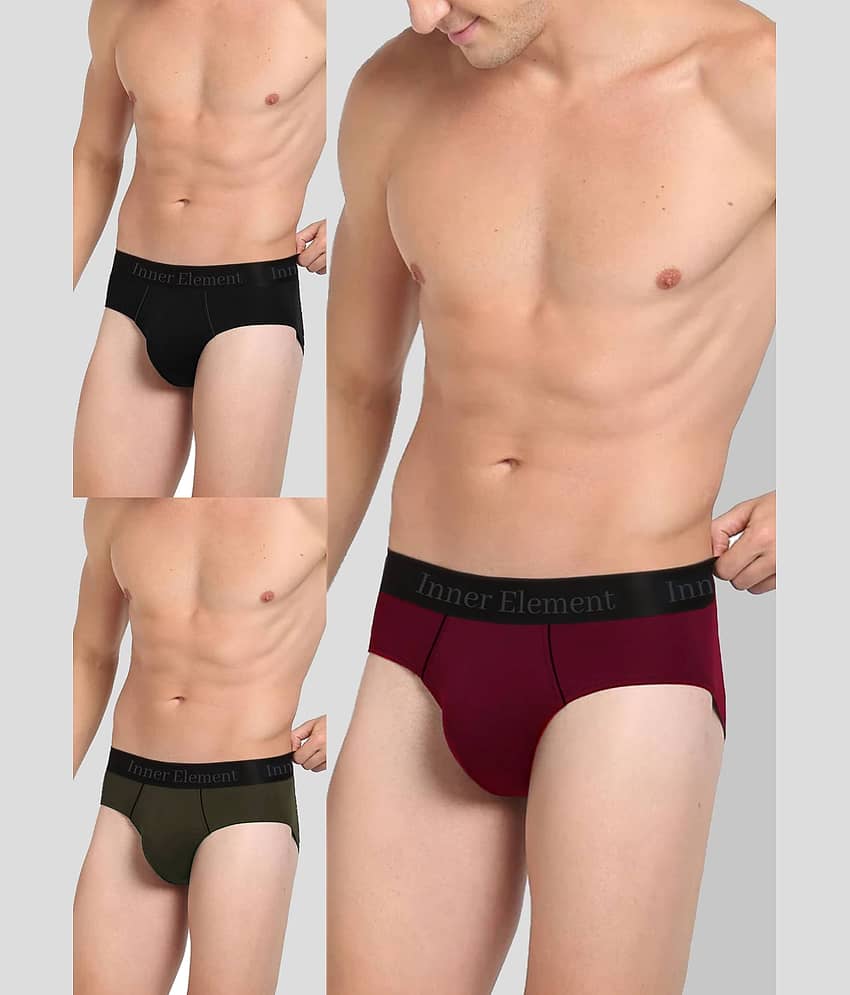 Inner Element Pack of 3 Cotton Briefs For Men's ( Multicolor1 )