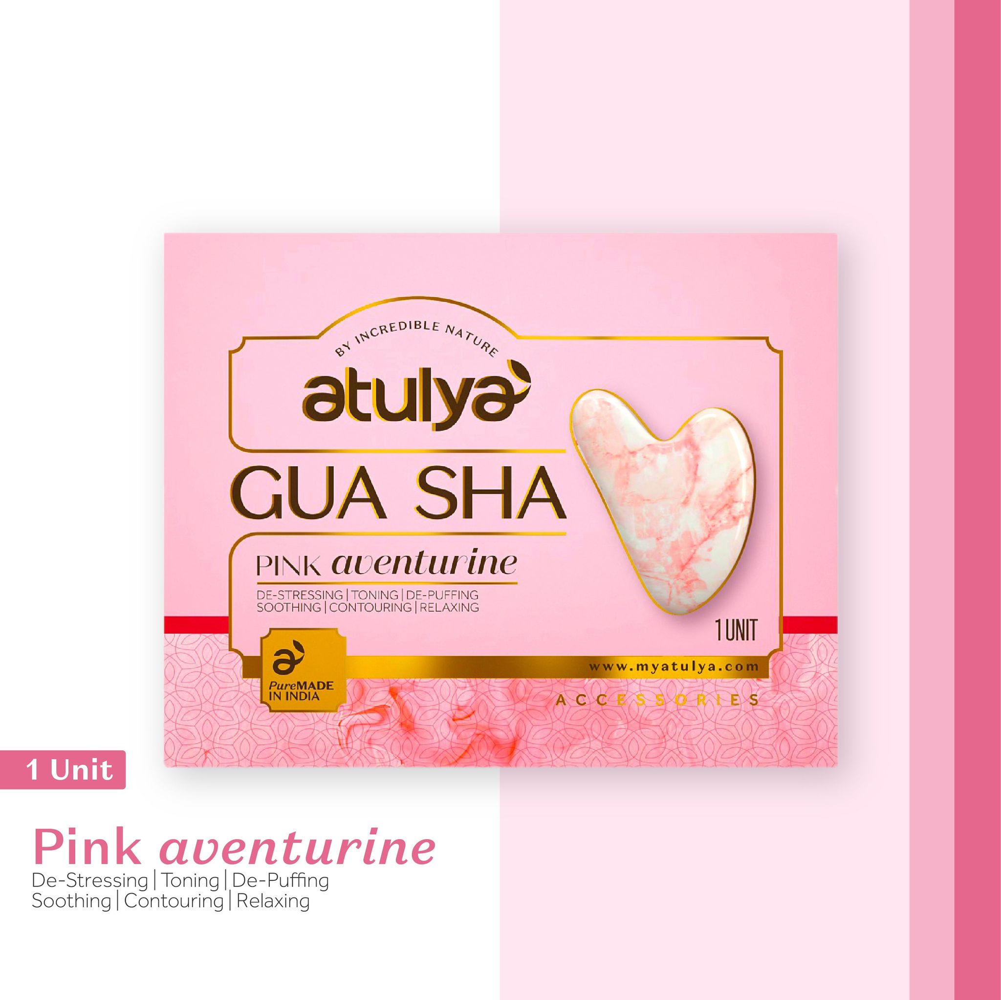 Atulya Gua Shua | Pink Aventurine | De-puffing and De-stressing