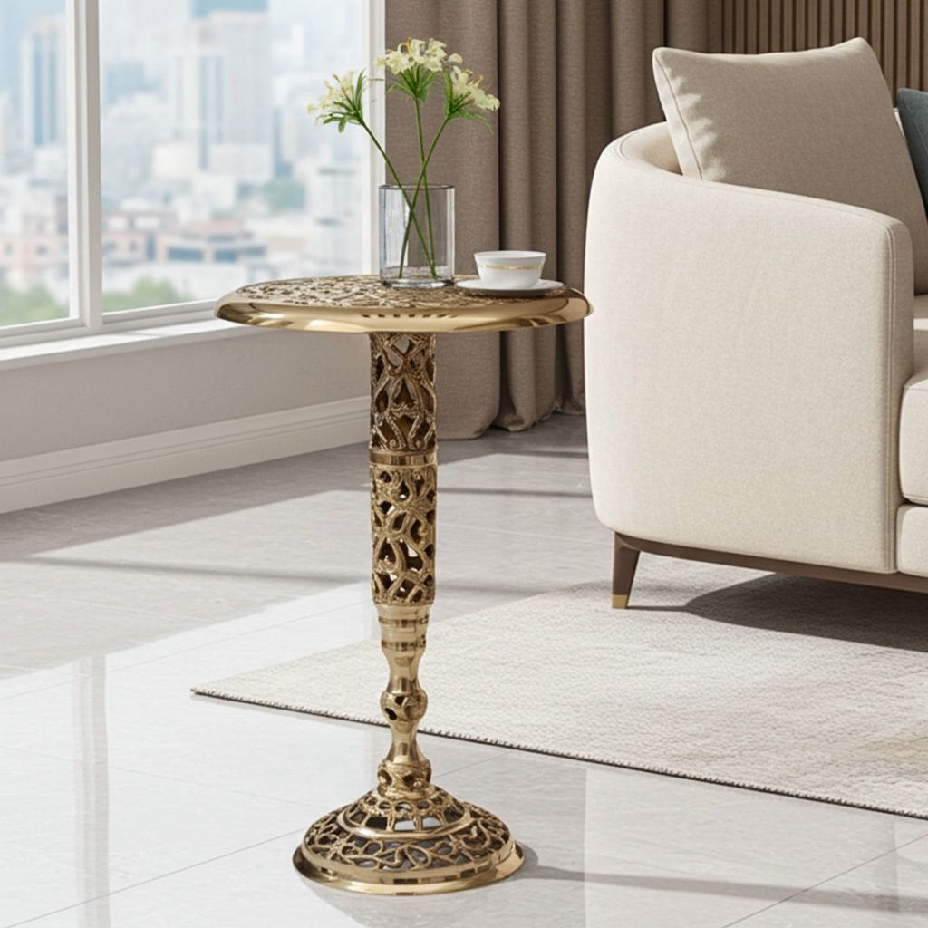 Brass Stool for God Idol Statue � Traditional Temple Stand, Height : 19.5 Inch (FMAS119)