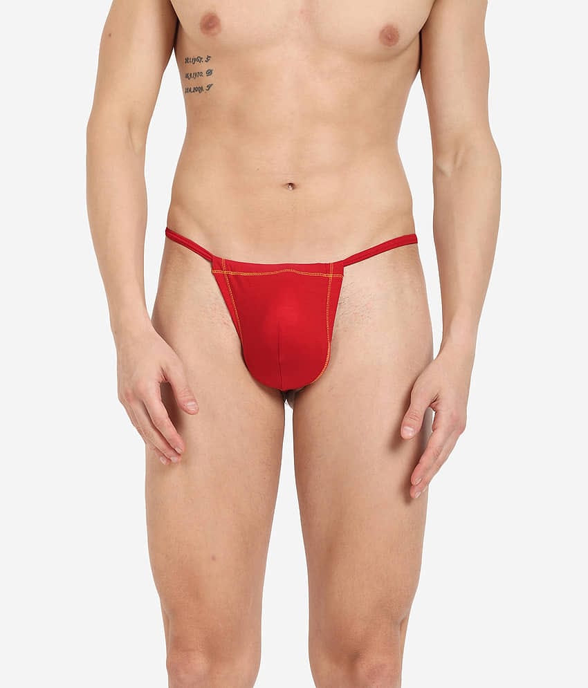 La Intimo Pack of 1 Cotton Blend G-String For Men's ( Red )