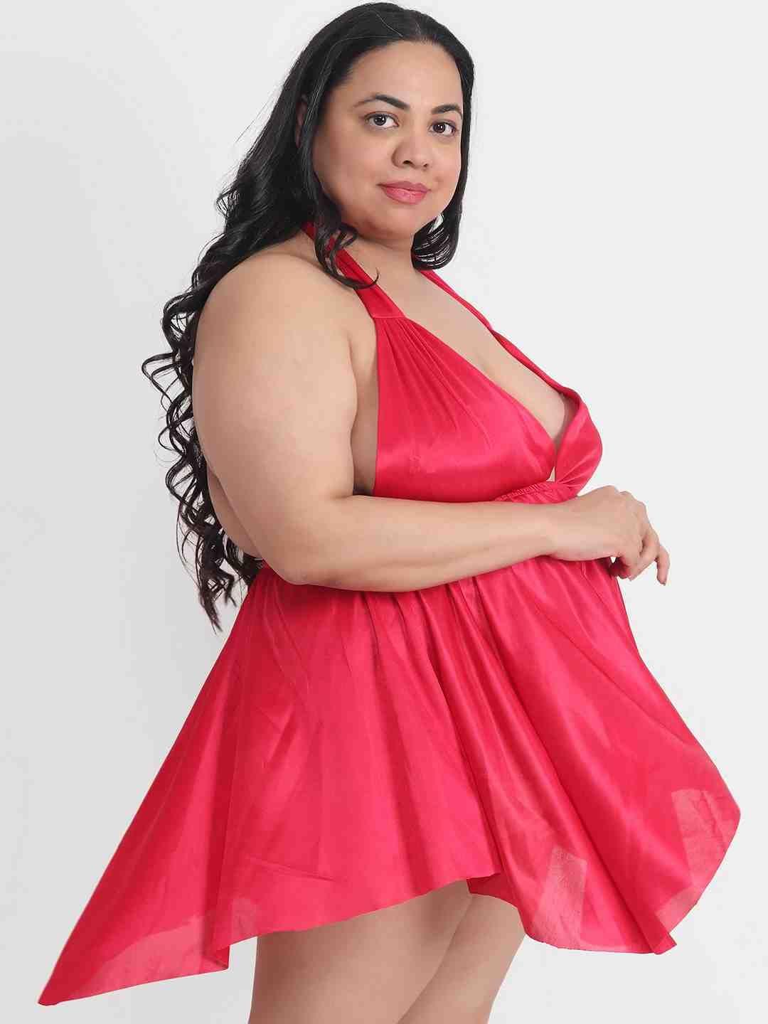Klamotten Women's Plus Size Sexy Cherry Babydoll Dress for Honeymoon BB36C