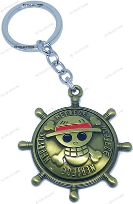KD COLLECTIONS Anime Skull Ship Steering Wheel Revolving Rotating Keychain – Golden color – Pack of 1 Keychain KD COLLECTIONS Anime Skull Ship Steering Wheel Revolving Rotating Keychain – Golden color – Pack of 1 Keychain