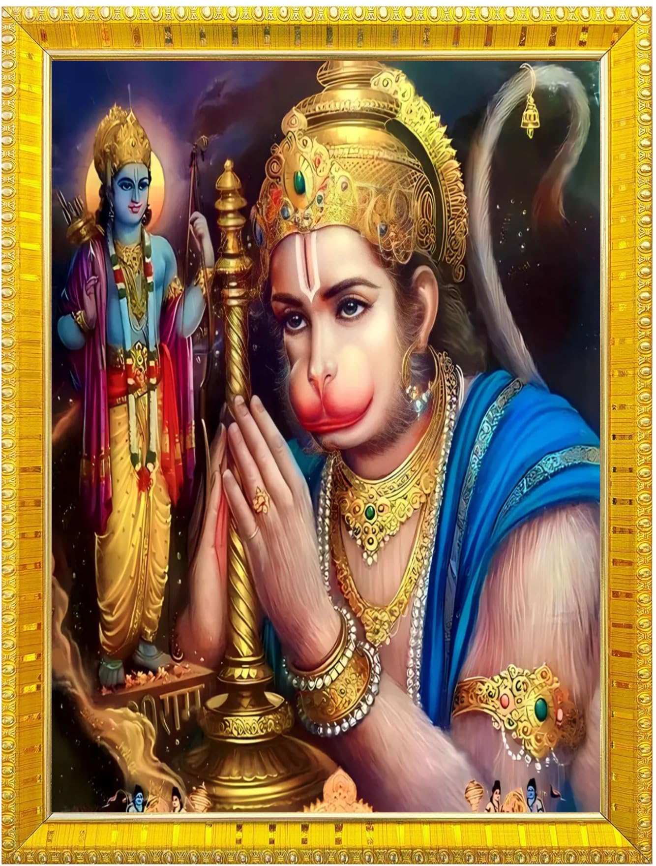 NOKKES Hanuman Bajrangbali Hanumanji Maruti Golden 5X7 Inch Photo Frame_AQW16