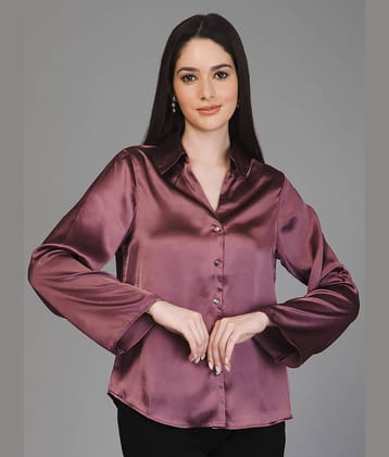 Purys Women Solid Satin Shirt ( Wine )
