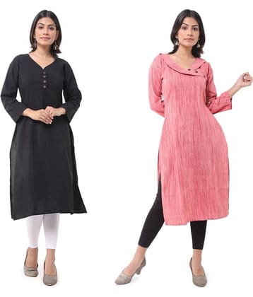 DESHBANDHU DBK - Multicolor Cotton Women's Straight Kurti ( Pack of 2 )