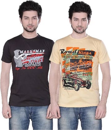Zebu Pack of 2 Cotton Regular Fit Men's T-Shirt ( Multicolor )