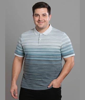 BULLMER Men Cotton Blend Regular Fit Striped Polo T Shirt ( Green )