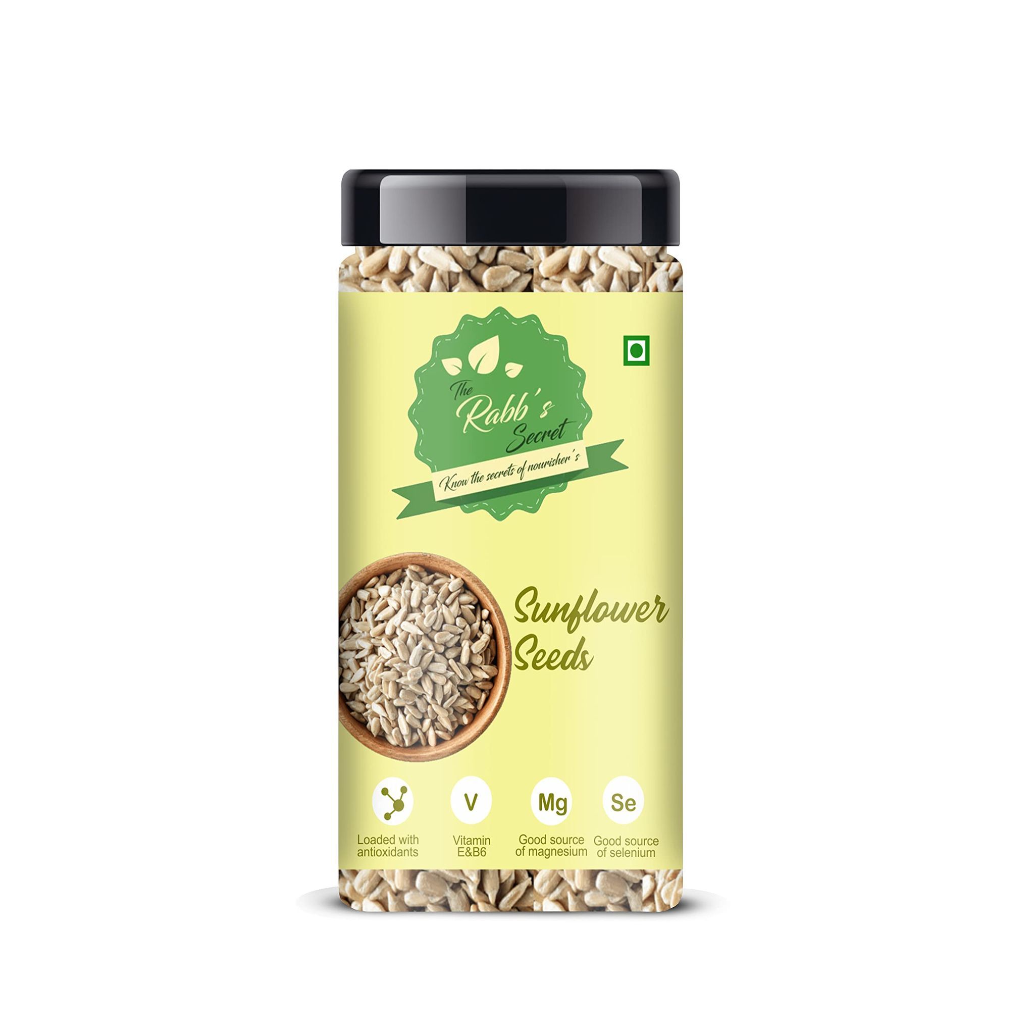 The Rabb's Secret - Raw Sunflower Seeds Jar 150gm for eating - AAA Grade | Protein and Fiber Rich Superfood| (Sunflower Seeds, 150gm)