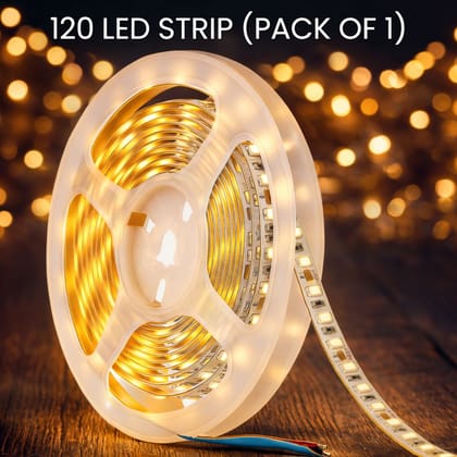 SPARKWORLD 5 Meter LED Flexible Strip Cove Light | 120 LEDs/M | Warm White | Self-Adhesive Decorative Profile Light with SMPS Pack of 1