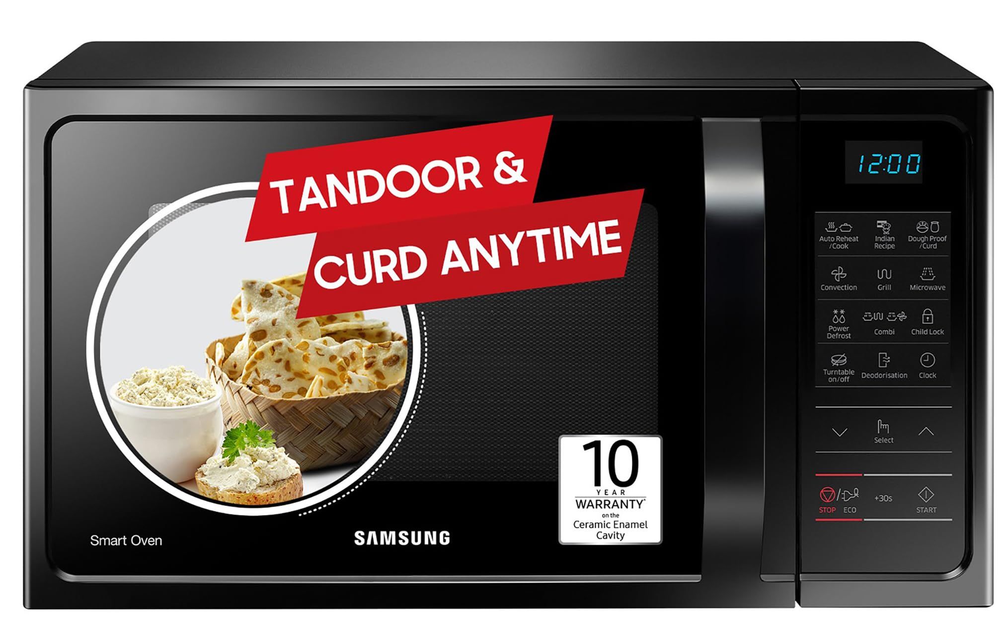 Samsung 28L, Convection Microwave Oven with Curd Making(MC28A5013AK/TL, Black, Ceramic Enamel Cavity with 10 Year Warranty) Samsung 28L, Convection Microwave Oven with Curd Making(MC28A5013AK/TL, Black, Ceramic Enamel Cavity with 10 Year Warranty) - Blac