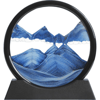 Moving Sand Art Picture 3D Blue Deep Sea Sandscapes, Round Glass Sand Art for Adults & Kids, Large 7 Inch Desktop Art Toy