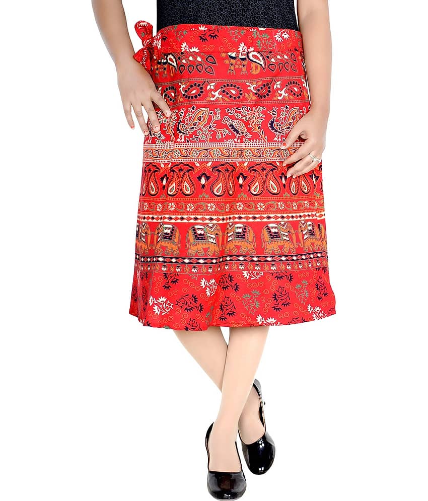 Sttoffa Cotton Wrap Skirt - Red