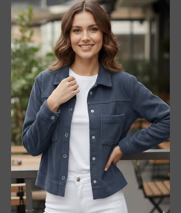 Rigo Women Shirt Collar Regular Jacket ( Blue )