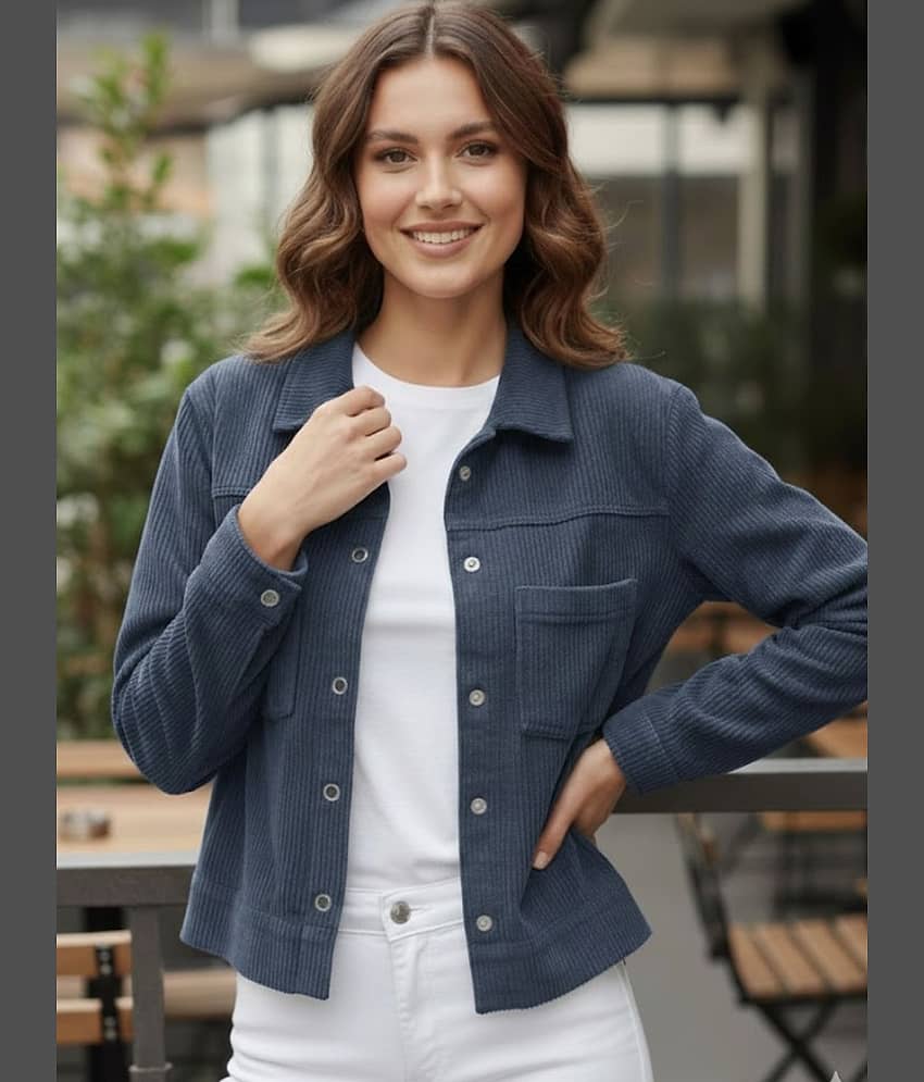 Rigo Women Shirt Collar Regular Jacket ( Blue )
