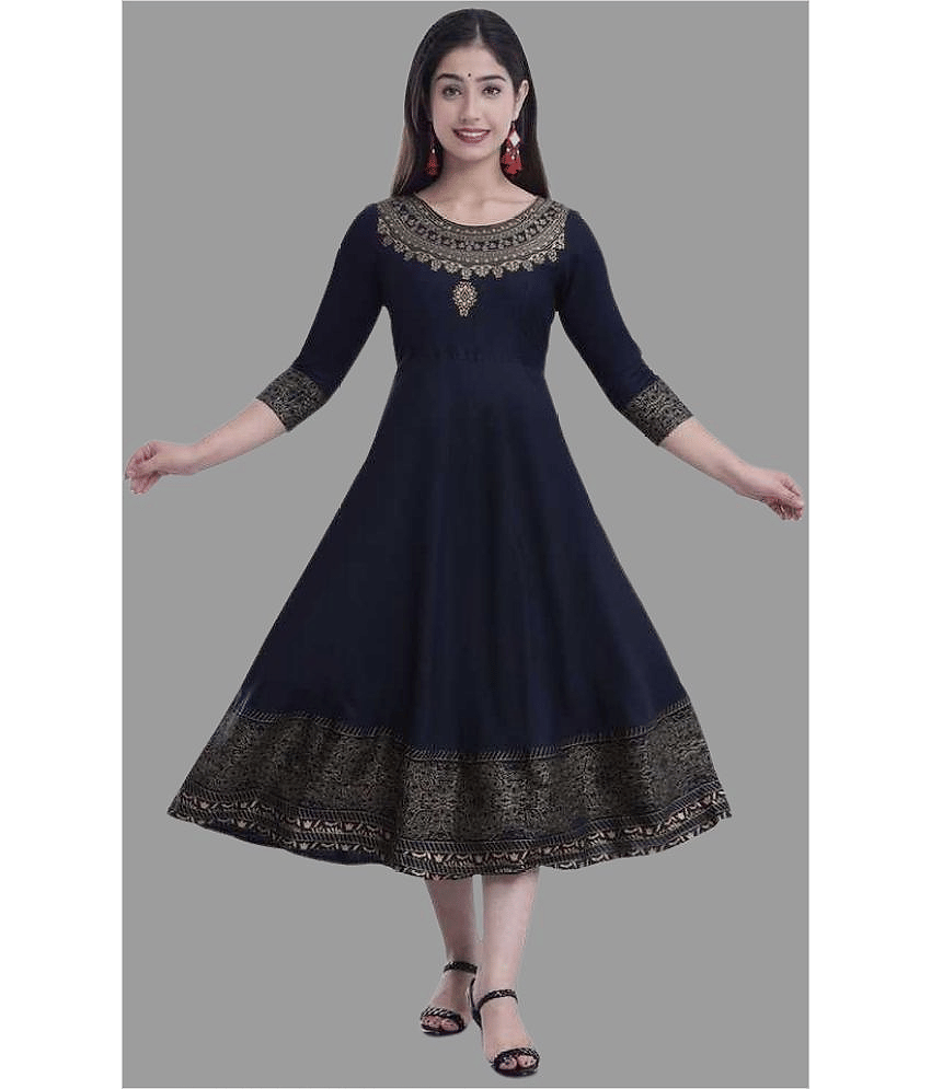 SIPET - Blue Rayon Women's Anarkali Kurti ( Pack of 1 )