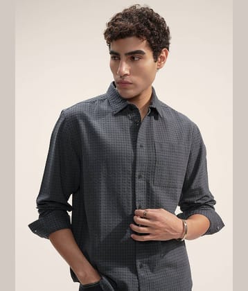 Highlander 100% Cotton Relaxed Fit Checks Full Sleeves Men's Casual Shirt - Blue ( Pack of 1 )