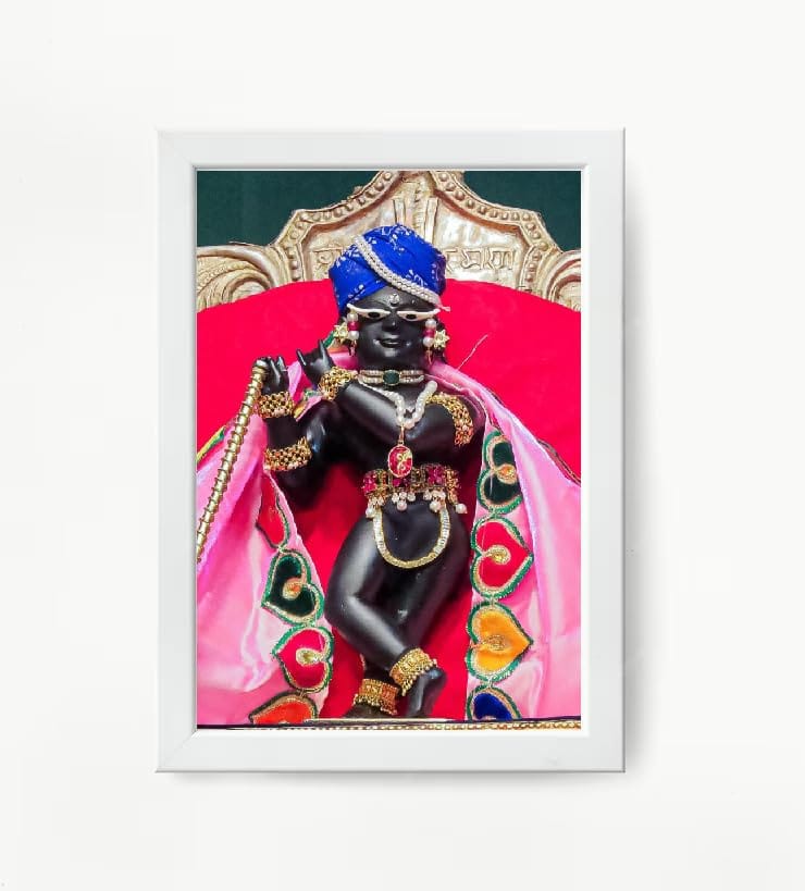 NOKKES Radha Raman Ji Vrindavan Radha Raman Thakur Ji White Photo Frames Religious Photo frame 5X7 Inch Photo Frame_QWW61