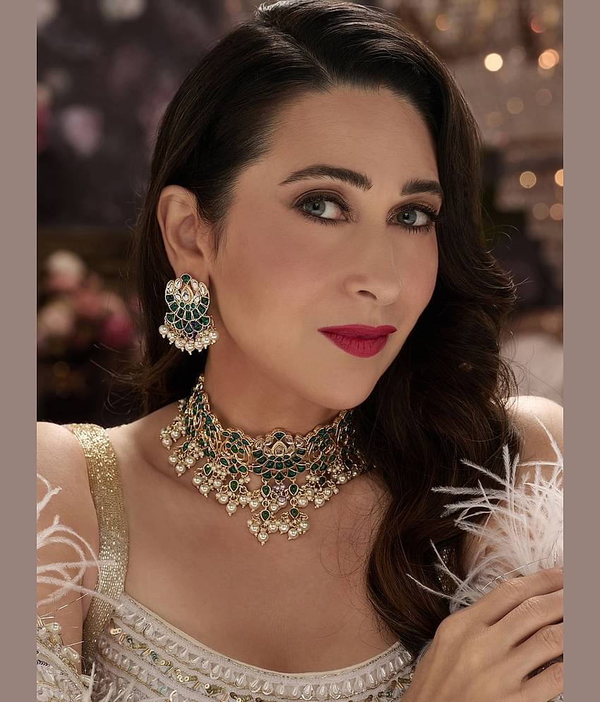 Sukkhi Alloy Green Traditional Necklaces Set Choker