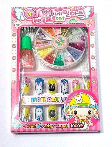 Nawani Nail Art Kit Includes Design Glitter Beads Stamping Glue Makeup Cosmetic Set, Box Size- 16/10.5
