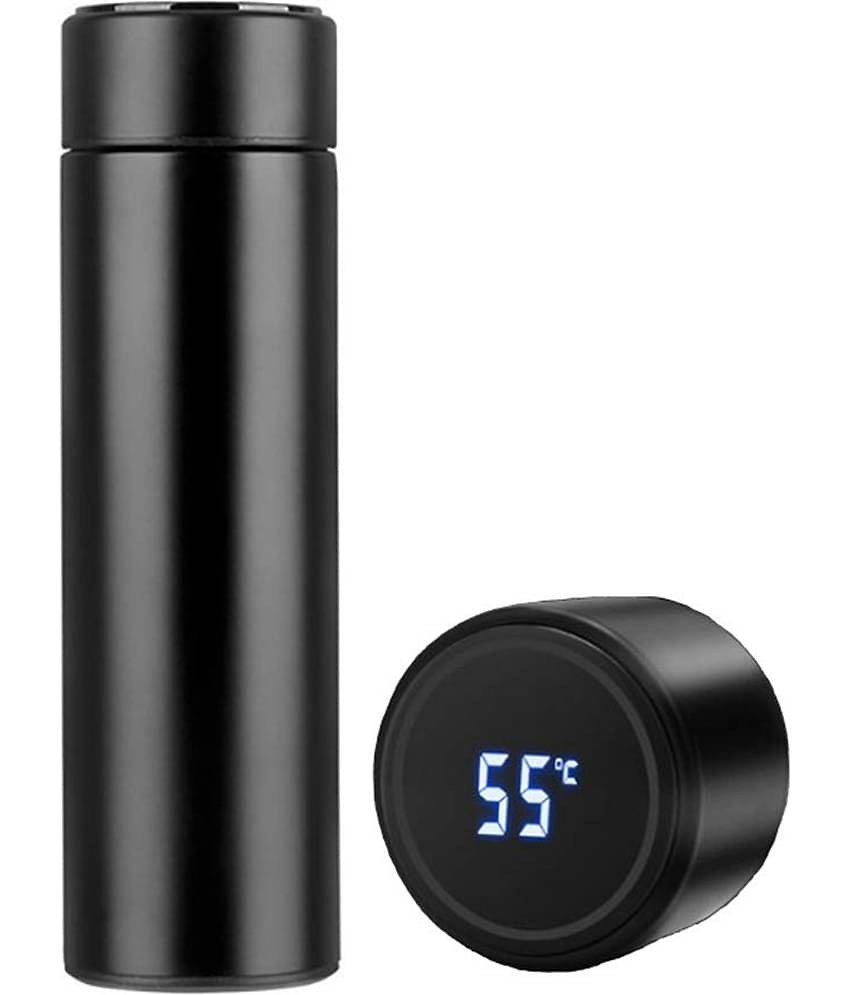 globle ex Led Temperature Display Double Walled Vacuum Black 500 mL Stainless Steel Water Bottle set of 1