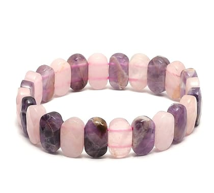 Sahaj Hast-Rose Quartz and Amethyst Oval Faceted Bracelet (Size-7.5") Sahaj Hast-Rose Quartz and Amethyst Oval Faceted Bracelet (Size-7.5")