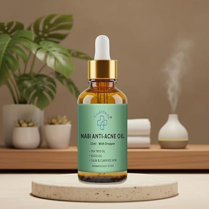 Trustmeds Nabi Anti-Acne Oil with Tea Tree Oil and Jojoba Oil, Calms and Clarifies Skin, Dermatologist Tested, 15ml with Dropper