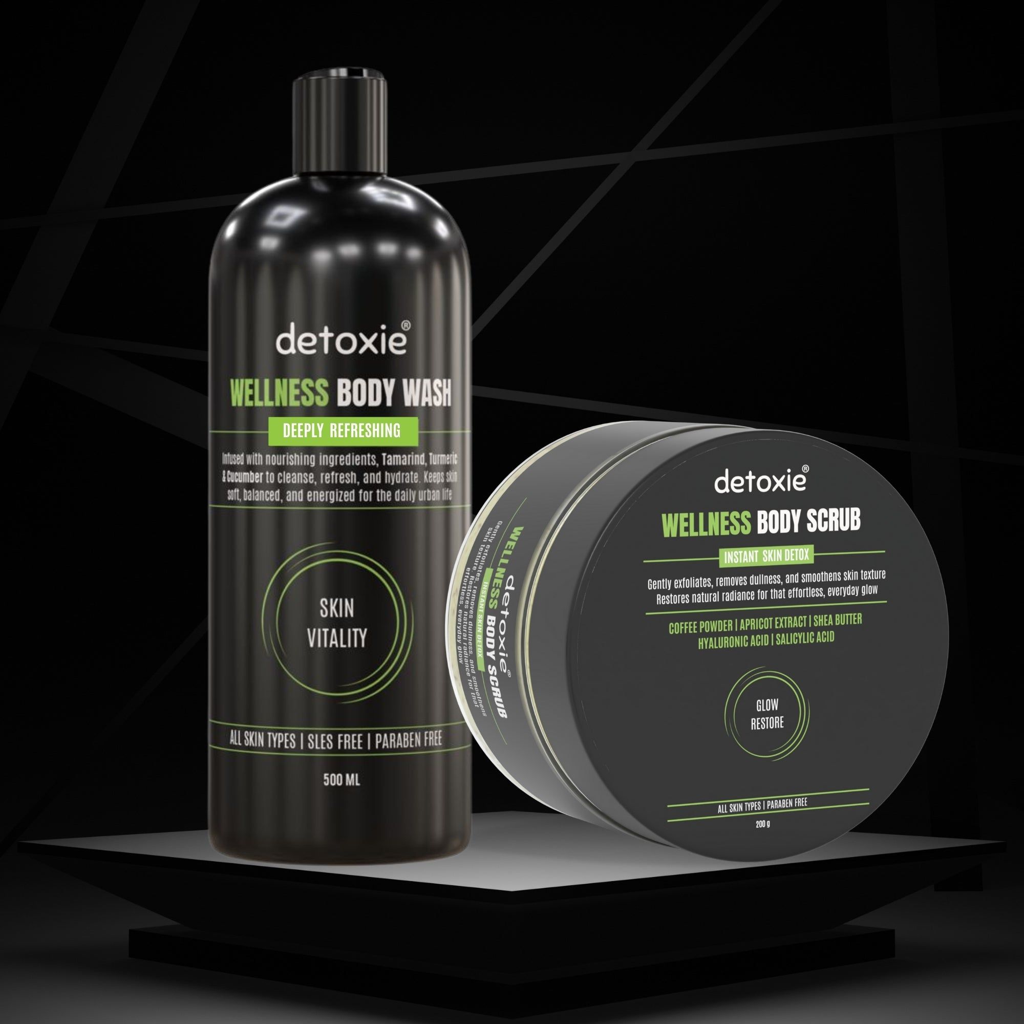 Wellness Body Wash & Body Scrub Combo - 700 ml