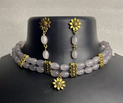 Premium Women Grey Choker Set Jewelry