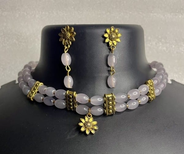 Premium Women Grey Choker Set Jewelry