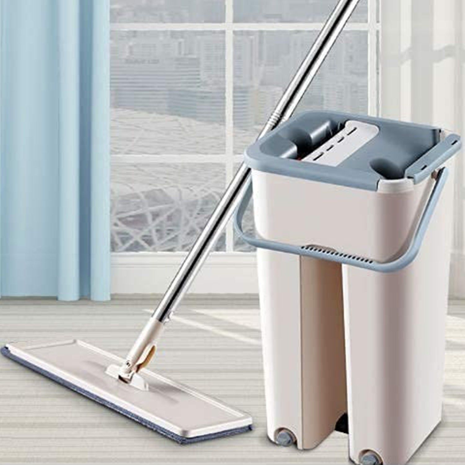 Scratch Cleaning MOP with 2 in 1 SELF Clean WASH Dry Hands Free Flat Mop