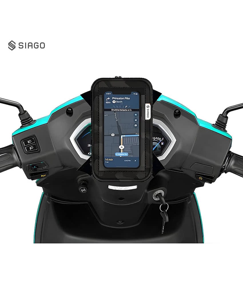 SIAGO SIA11 Premium Mobile Holder for Scooty - Universal Fit | Activa Mobile Holder for Scooter | Water-Resistant Pouch Black